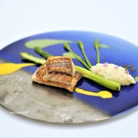 Grand rocher - 長崎県産のイトヨリ、 　サフランのソース、 　クレソンのソース