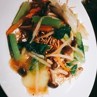 過門香 銀座本店 - 野菜のあんかけ固焼きそば
