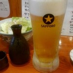 肝屋 - 生ビール大と日本酒