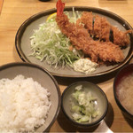 常盤 - 【お好み】海老フライと野菜ロールカツ定食 1050円