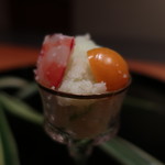 日本料理 幸庵 - 鱧子の塩辛 ほおずきと車海老、白瓜添えアップ