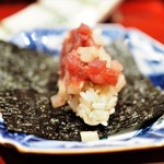 銀座 しのはら - 鮪とべったら漬けの手巻き寿司