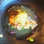 organ - 鮎の一皿、骨と頭のスープ、肝のパスタ、身のソテー