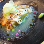 organ - 鮎の一皿、骨と頭のスープ、肝のパスタ、身のソテー