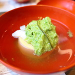 宇豆基野 - 鯛の酒蒸しと卵豆腐とオクラのお椀