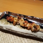 鮨 土方 - 2017.7.ミル貝のヒモ、肝、貝柱の串焼き