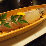 季節料理 魚喜 - イカの活き作り（７月）