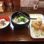 麺将 うらや - 大地の鶏白湯らーめん＋唐揚げセット