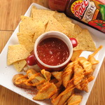 French fries & nachos with cheddar sauce