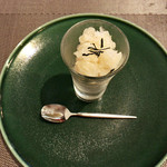 Restaurant Cinq - 口直し】八女茶 グレープフルーツ シャーベット(夜の6000円コース)