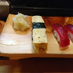 市原江戸銀 - 握り大盛り 玉子、マグロ