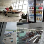 ACV BUSINESS　LOUNGE - バーカウンターの裏がお食事コーナー/下のゲートが見渡せます