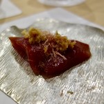 あま木 - ［2017/07］酒肴⑤ かつおづけ 山わさび ねぎ 鰹節