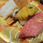 もりもり寿し - 大トロ、ボタン海老、雲丹