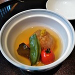 音音 - [料理] 蓮根饅頭 銀餡掛け (賀茂茄子･モロッコインゲン)