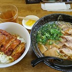 麺屋 千鳥 - 中華そば+ミニチキンデミカツ丼：600円+350円