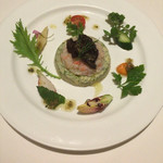 マッシュルーム - ブロッコリーのフラン ズワイガニとカンゾウタケ添え