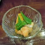 酒肴商店 アジト - 茄子と鯛の揚げ出し