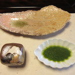 比良山荘 - 器の中は岩魚うるか、蓼酢