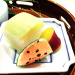 みつ林 - スイカに見立てた明太子のゼリー寄せ