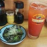 酒楽 - 茄子とししとうの炊いたん トマトチューハイ