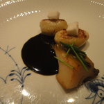 リストランテ ラ・バリック トウキョウ - 蒸しアワビと石川芋のニョッキのソテー　肝とバルサミコソースで★