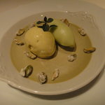 リストランテ ラ・バリック トウキョウ - ピスタチオのプディング　青リンゴのソルベとピスタチオジェラート★