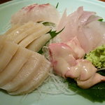 浜勢 - 大きなカワハギの肝付きの刺身