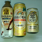 ファミリーマート - ドリンク写真:一番搾り、富山で乾杯、キリン零ICHI、小岩井ミルクとコーヒー