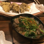 Akita Komachi - 舞茸の天ぷら&馬肉の朴葉味噌焼き