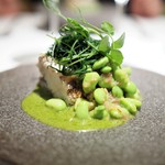 レストランエール - 太刀魚の炭火焼き　エストラゴン風味のブールブランソース　茶豆