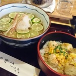 博多水たき さ和鳥 - 冷やしすだちそばと鶏つくね丼のセット