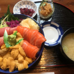 平八 - 2017年6月下旬 ３色丼 まぐろ、うに、サーモン