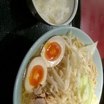 らぁめん大山 - 大麺(味玉トッピング)+ご飯