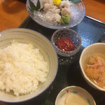 Washokuya Tensui - 御飯、香の物、ハモの湯引きと梅肉