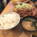 食事処 酒肴 浅草 水口 - しょうが焼きを定食で￥９８０