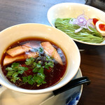 らぁ麺 紫陽花 - 醤油つけ麺 翡翠麺ver. 味玉TP