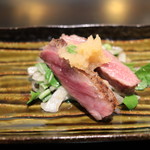 味あら井 - 耶馬渓サーロインステーキ トマトの蜜漬け