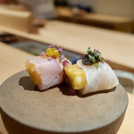 寿しの吉乃 - 五島列島 ノドグロとメイチダイ 茄子の揚げ浸し