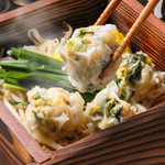 Hiroshima greens and shrimp shumai