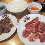 焼肉・冷麺ヤマト 北上店 - 2015/8旨いカルビ定食＆旨いハラミ定食