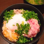 Nokkeya - ネギトロ三種丼
                        ネギトロ、海鮮ネギトロ、サーモンネギトロ