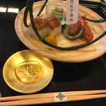 菊乃井 - 八寸と食前の日本酒、利休箸