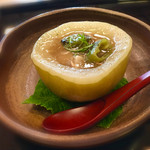 菊乃井 - 強肴:冬瓜蒸し 干し貝柱 賀茂茄子 小芋さん スッポン
      万願寺唐辛子