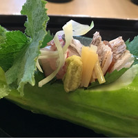 菊乃井 本店 - 向付:明石鯛 太刀魚焼霜 あしらい一式