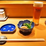 寿司割烹やまちょう - 1万円コース（付き出し ＆ 生ビール）