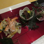 YOSHIDA Kappou - 【昆布出汁の和風バーニャカウダ・うざく・鱧の湯引き梅肉ソース掛け】