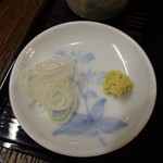 そば打ち幸甚 - ネギと安曇野産生ワサビ