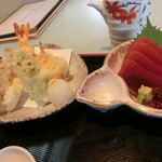日本料理ありはら - 日替わり定食の天ぷらと刺身