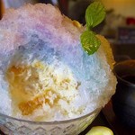 71019408 - 紫陽花かき氷の下はオレンジのコンフィチュールと練乳